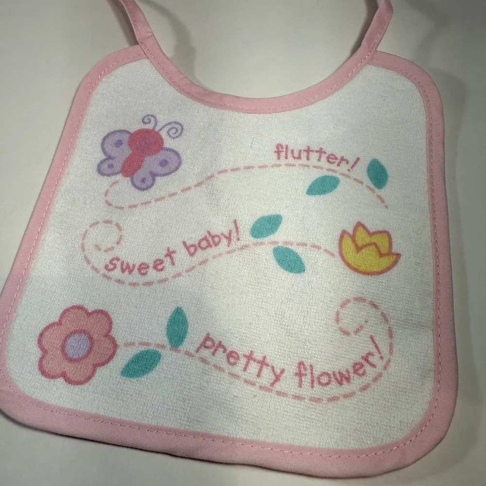 Vintage Baby Bibs Vinyl Backed Lot of 5 Hamco 2004 Y2K‎ Feeding Pink & Blue EUC